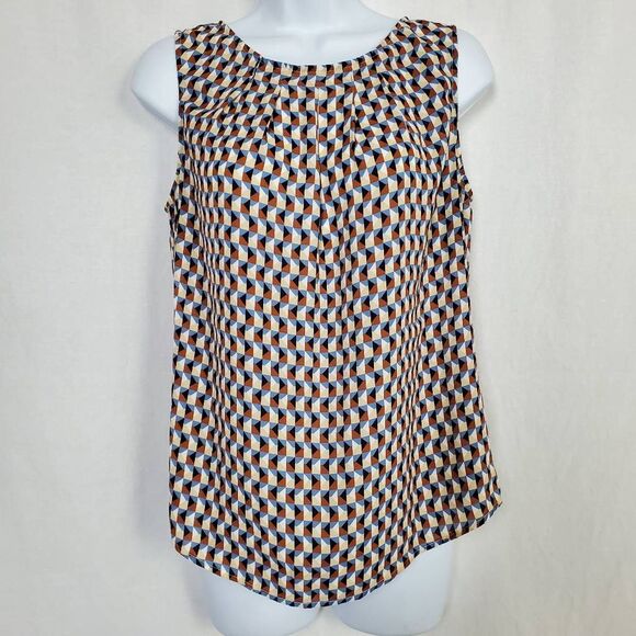 Worthington Women’s Geometric Print Sleeveless Blouse Small - Picture 1 of 8